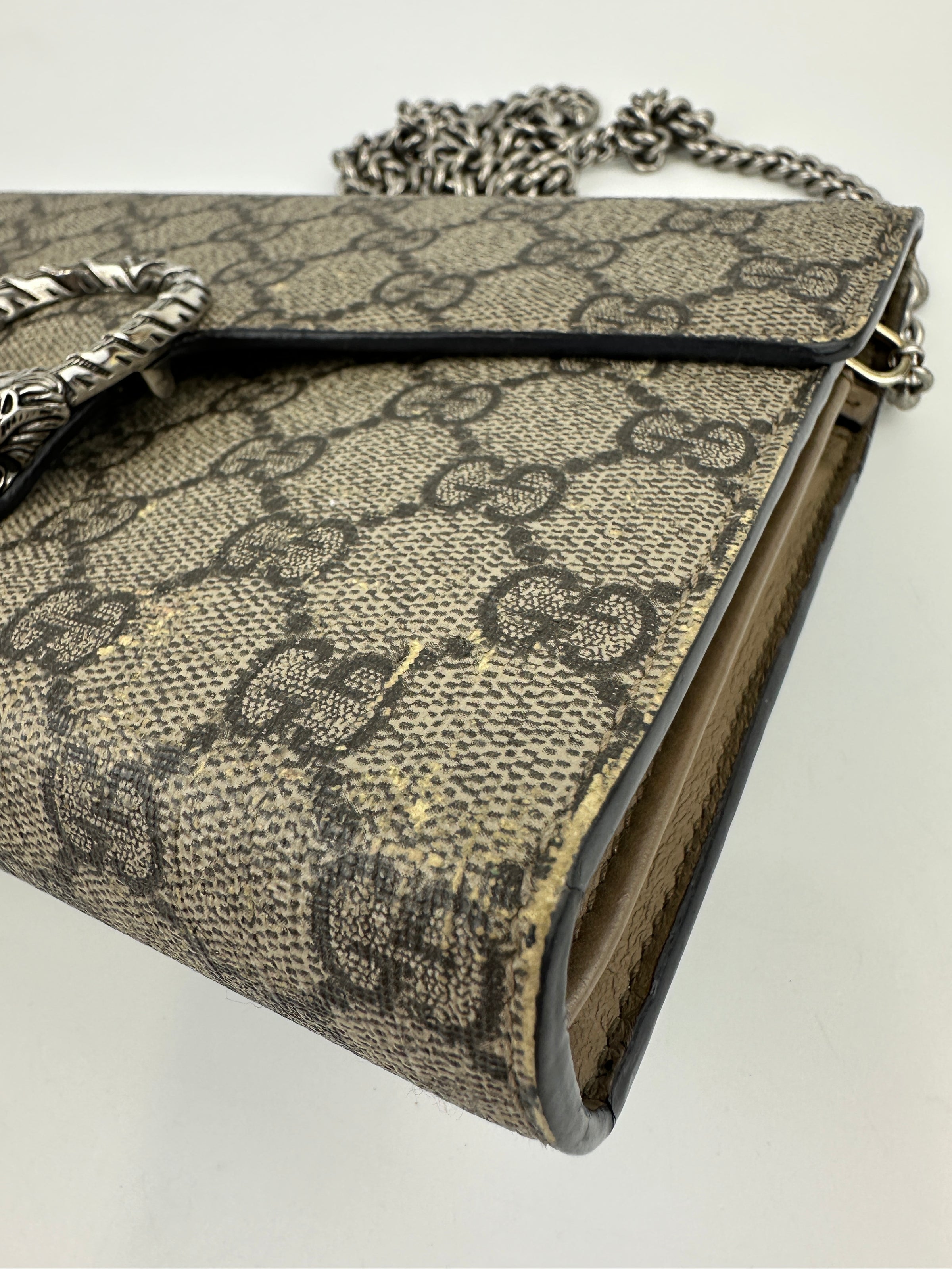 GG Supreme Dionysus Beige & Ebony Wallet On Chain