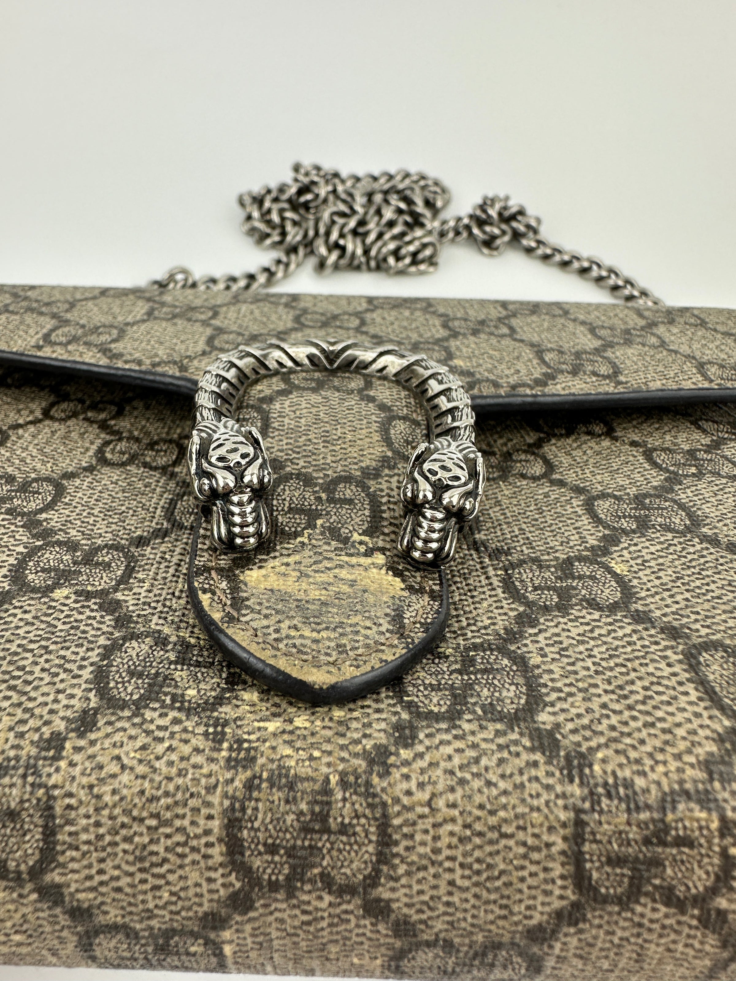 GG Supreme Dionysus Beige & Ebony Wallet On Chain