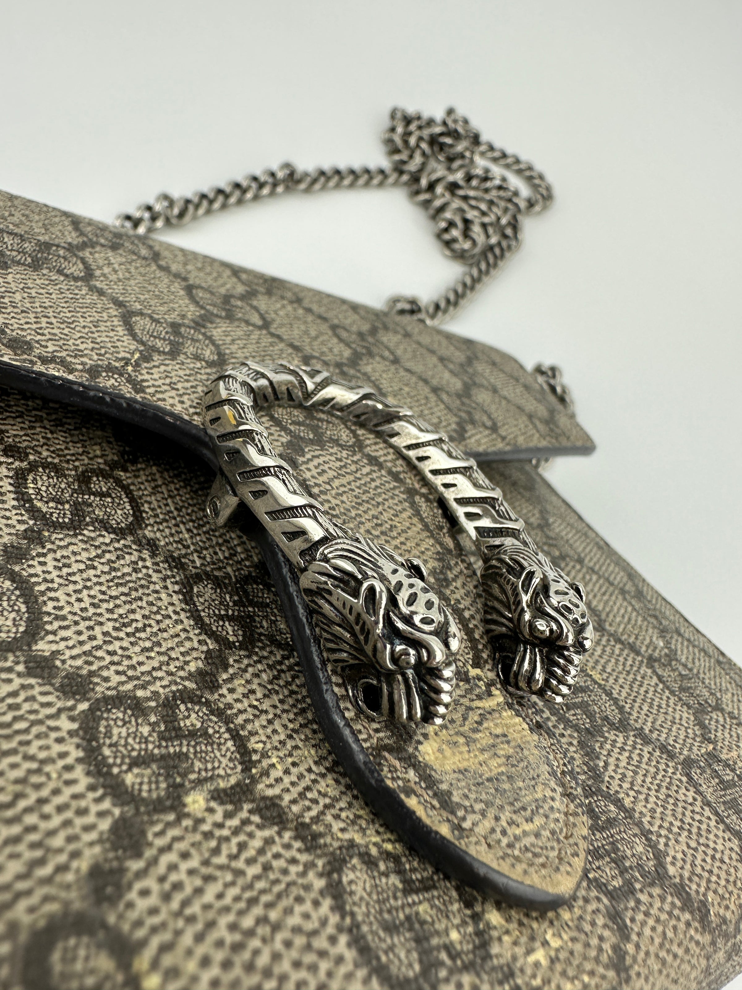 GG Supreme Dionysus Beige & Ebony Wallet On Chain