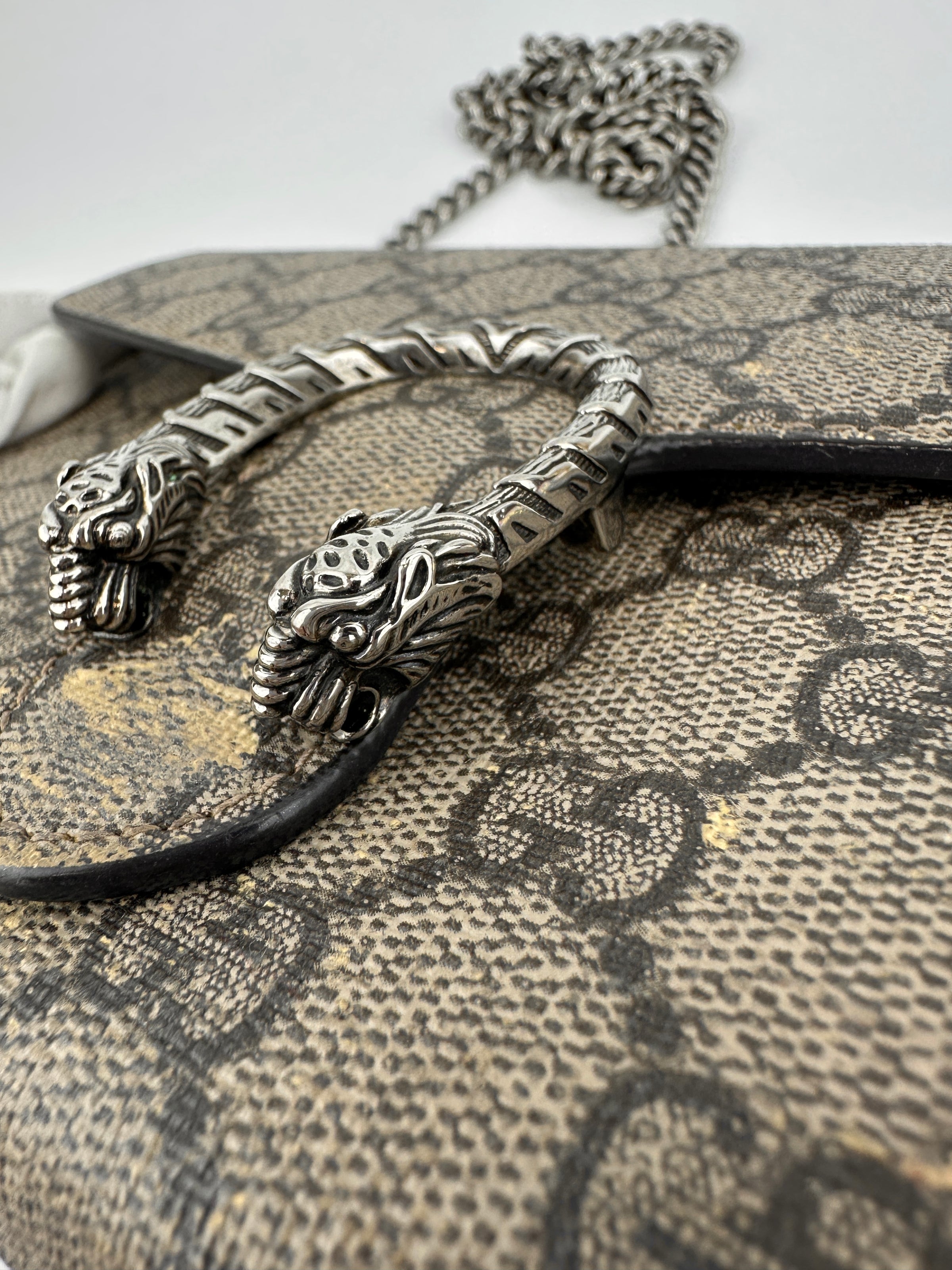 GG Supreme Dionysus Beige & Ebony Wallet On Chain