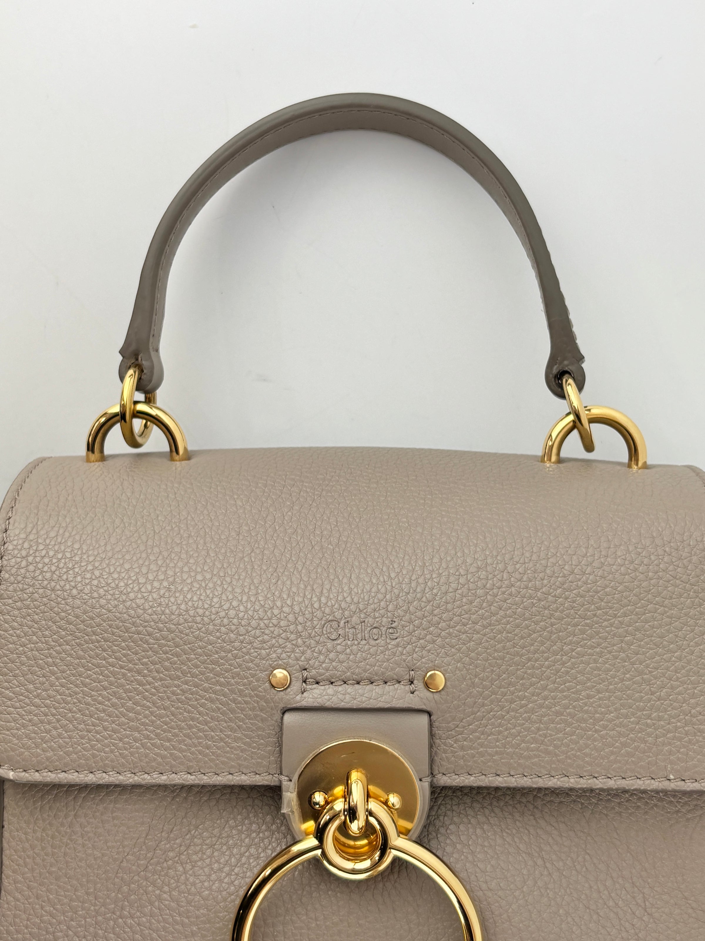 Small Tess Day Bag Motty Grey Grained & Smooth Calfskin MHW