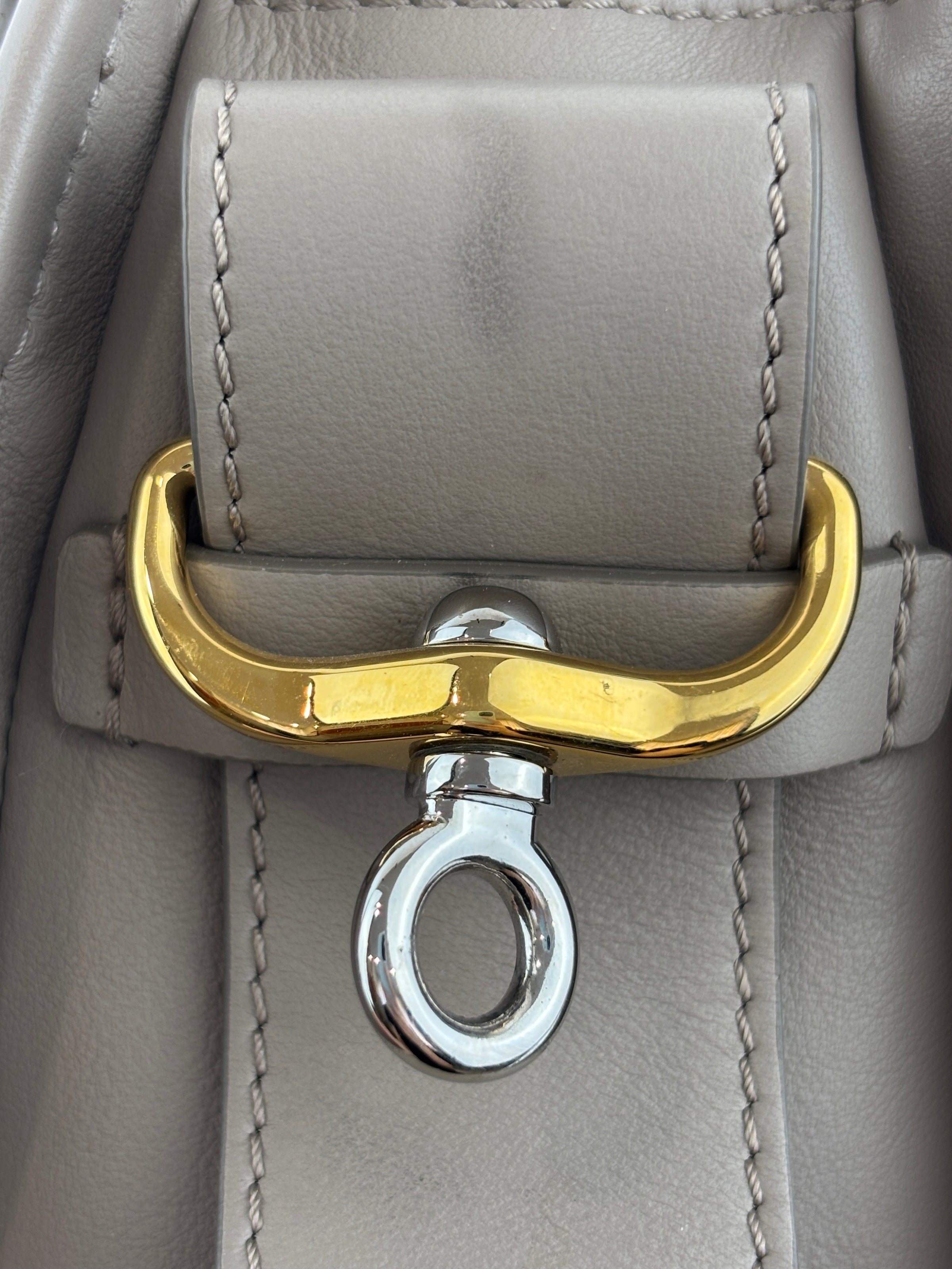 Small Tess Day Bag Motty Grey Grained & Smooth Calfskin MHW