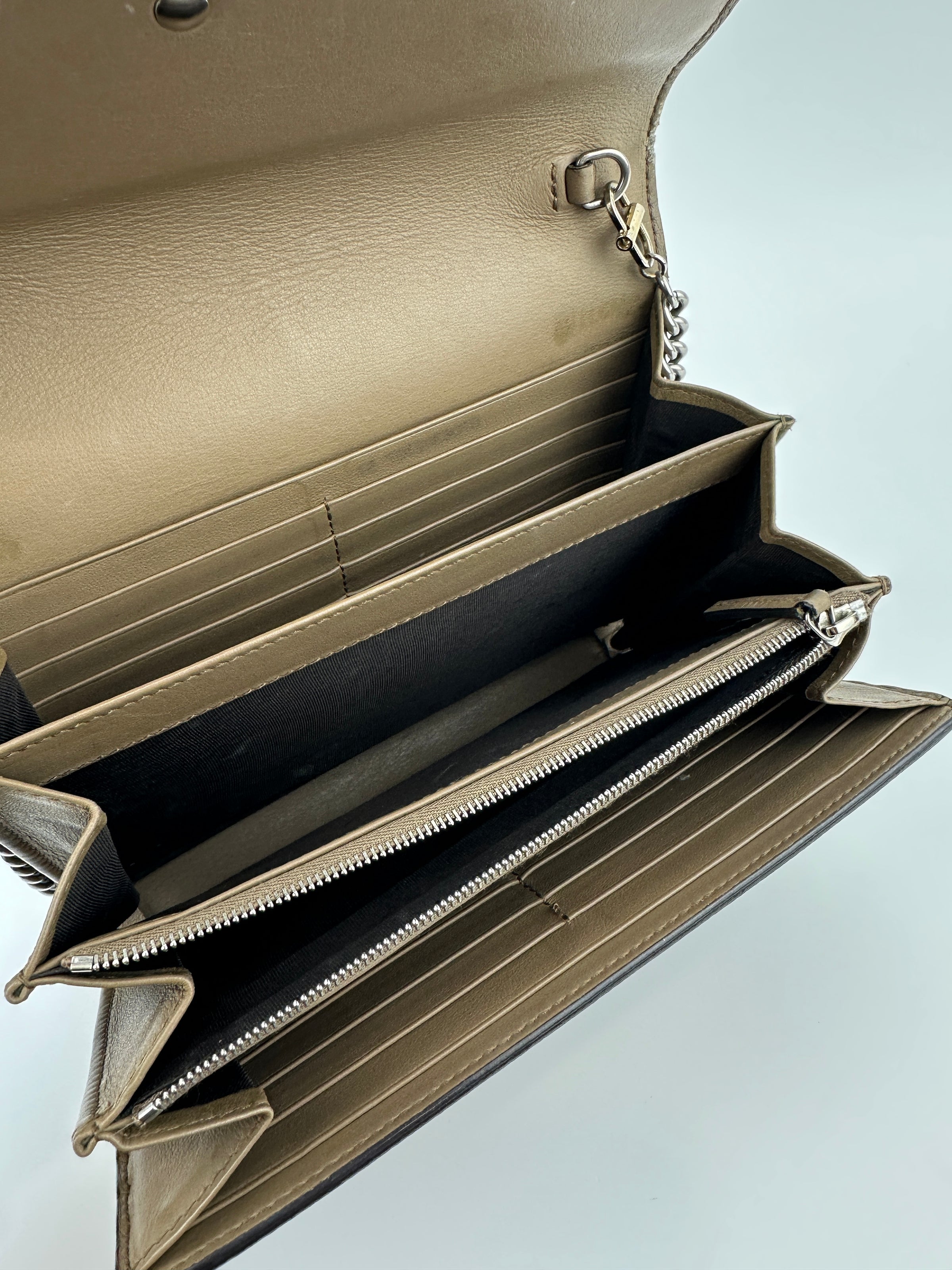 GG Supreme Dionysus Beige & Ebony Wallet On Chain