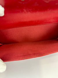 Quilted Long Flap Wallet in Red Lambskin SHW