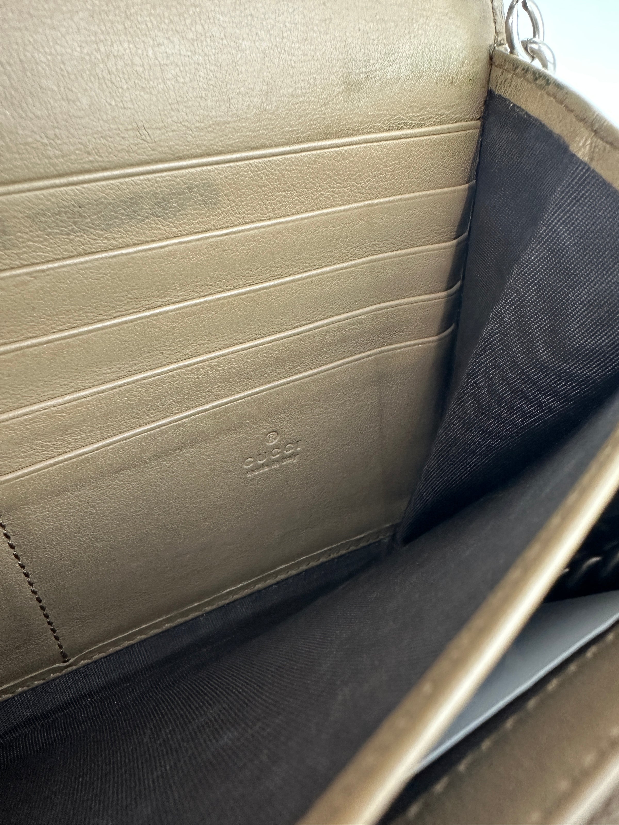 GG Supreme Dionysus Beige & Ebony Wallet On Chain