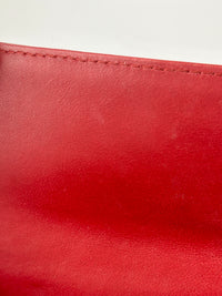 Quilted Long Flap Wallet in Red Lambskin SHW