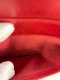 Quilted Long Flap Wallet in Red Lambskin SHW