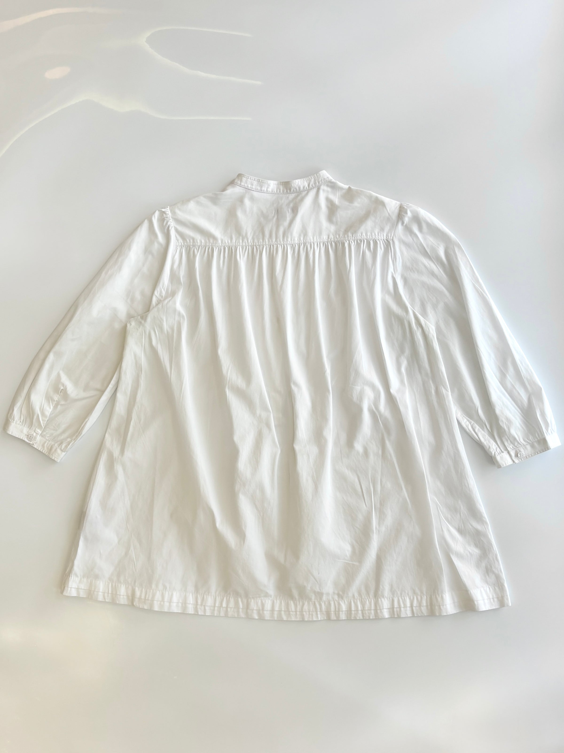 Brit White 100% Poplin Cotton Round Collar Tunic Blouse - Glampot