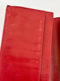 Quilted Long Flap Wallet in Red Lambskin SHW
