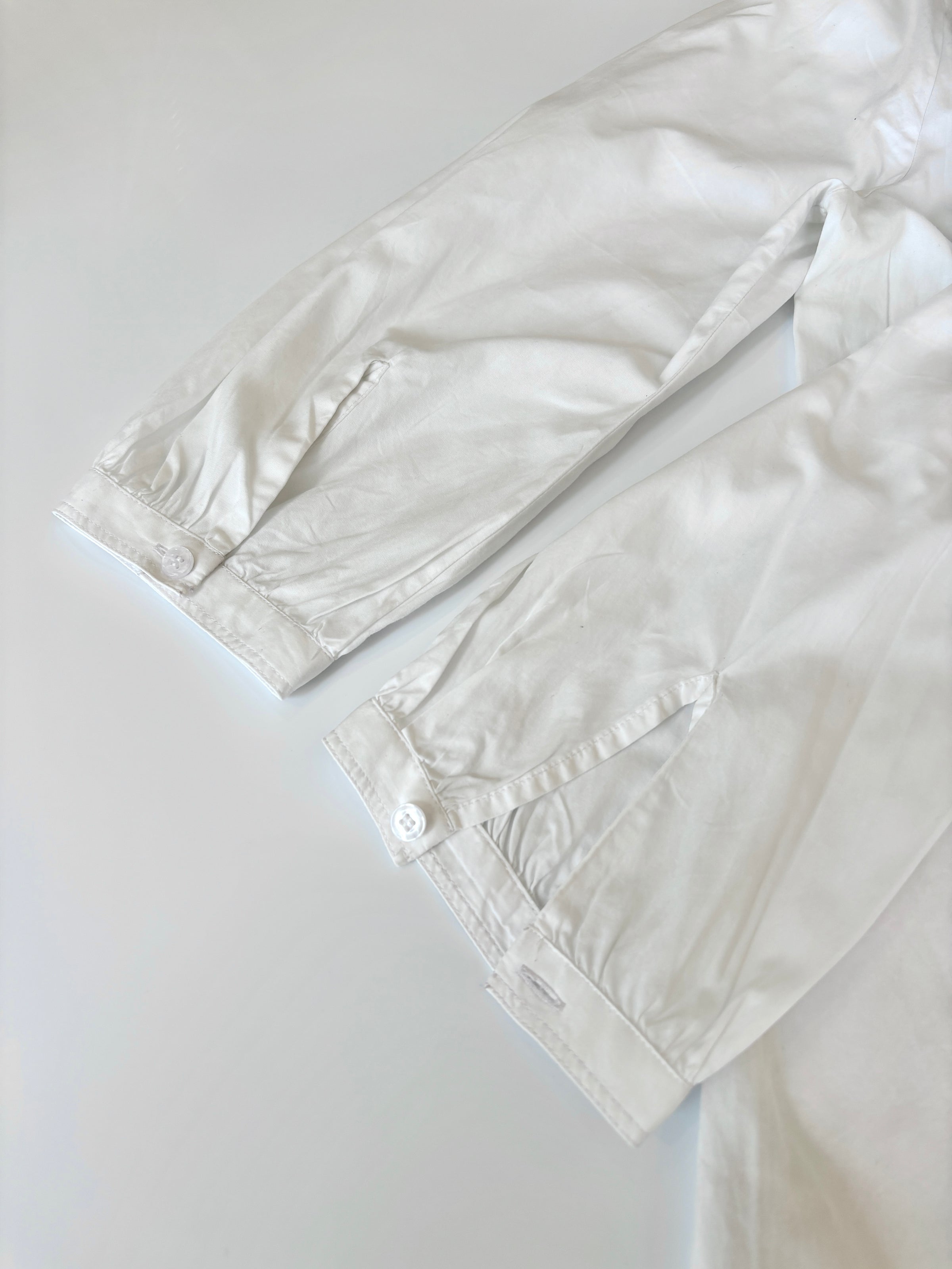 Brit White 100% Poplin Cotton Round Collar Tunic Blouse - Glampot