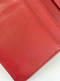 Quilted Long Flap Wallet in Red Lambskin SHW