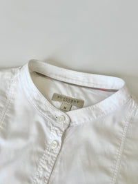Brit White 100% Poplin Cotton Round Collar Tunic Blouse - Glampot