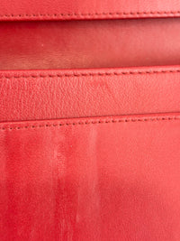 Quilted Long Flap Wallet in Red Lambskin SHW
