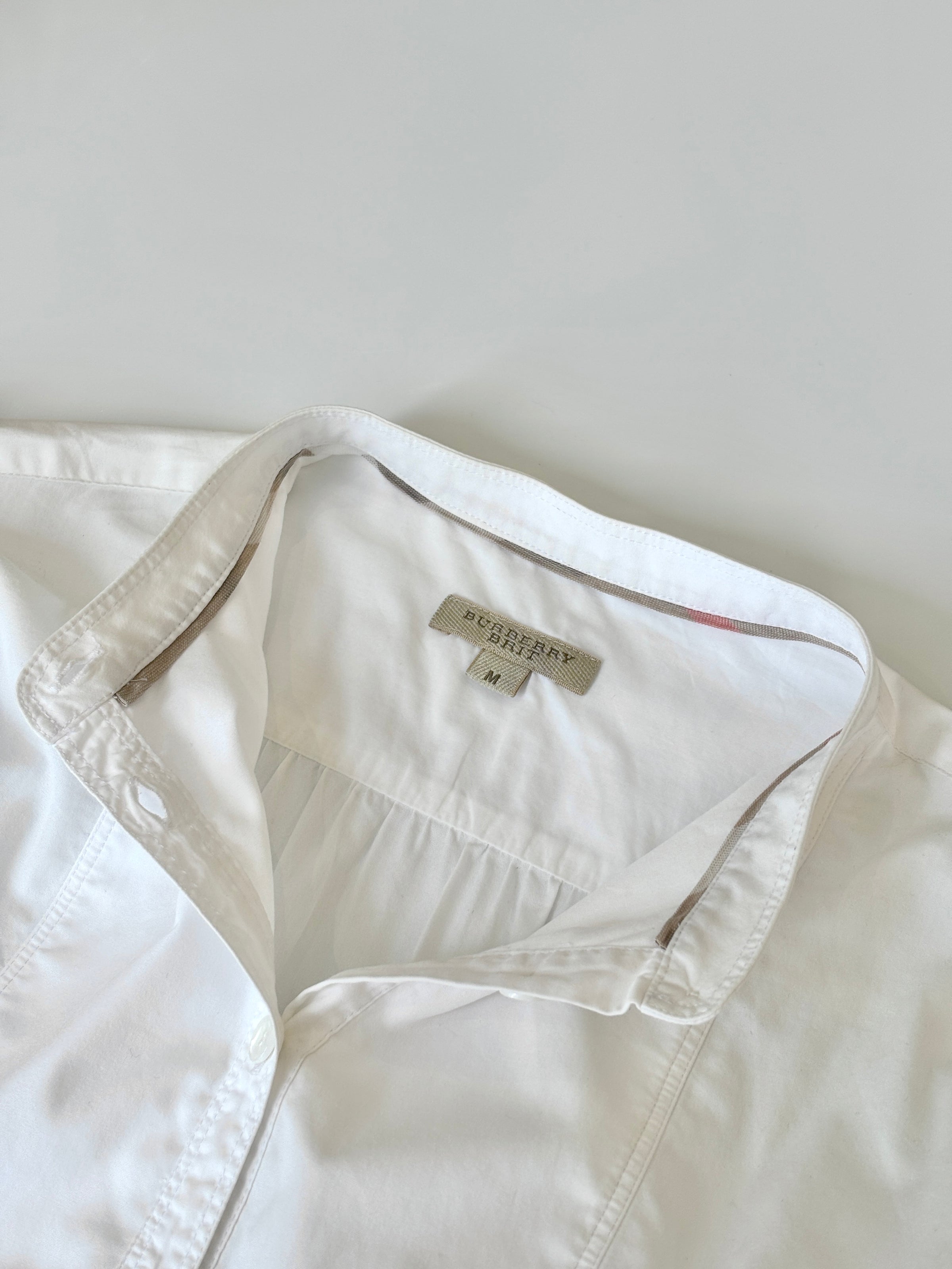 Brit White 100% Poplin Cotton Round Collar Tunic Blouse - Glampot