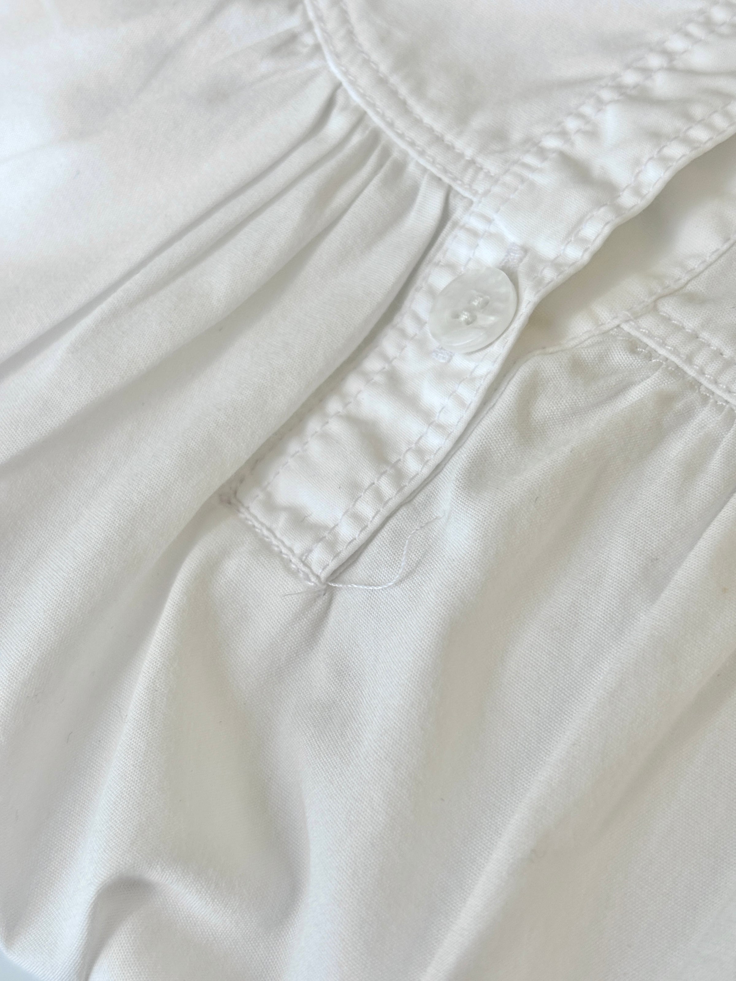 Brit White 100% Poplin Cotton Round Collar Tunic Blouse - Glampot