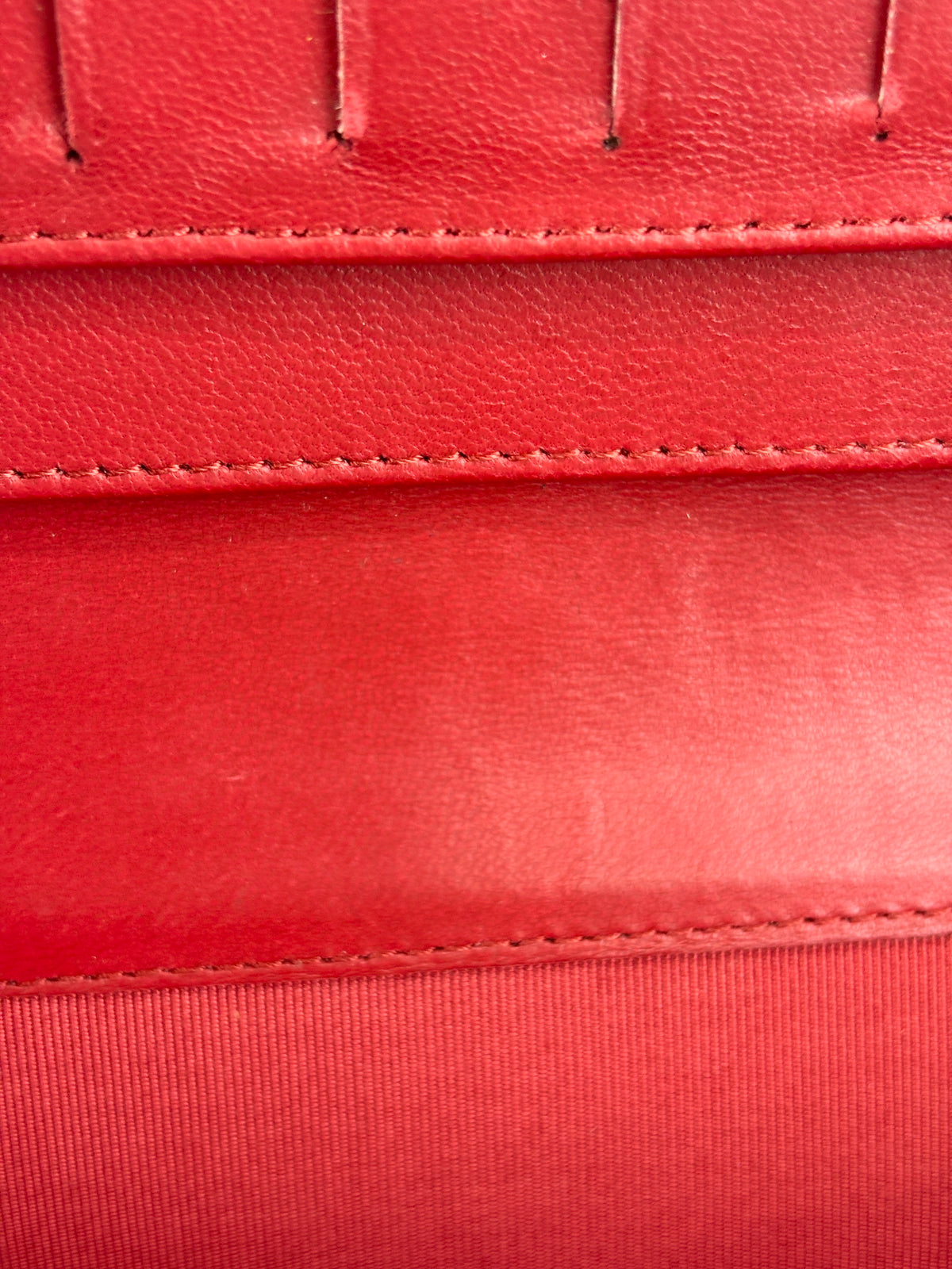 Quilted Long Flap Wallet in Red Lambskin SHW