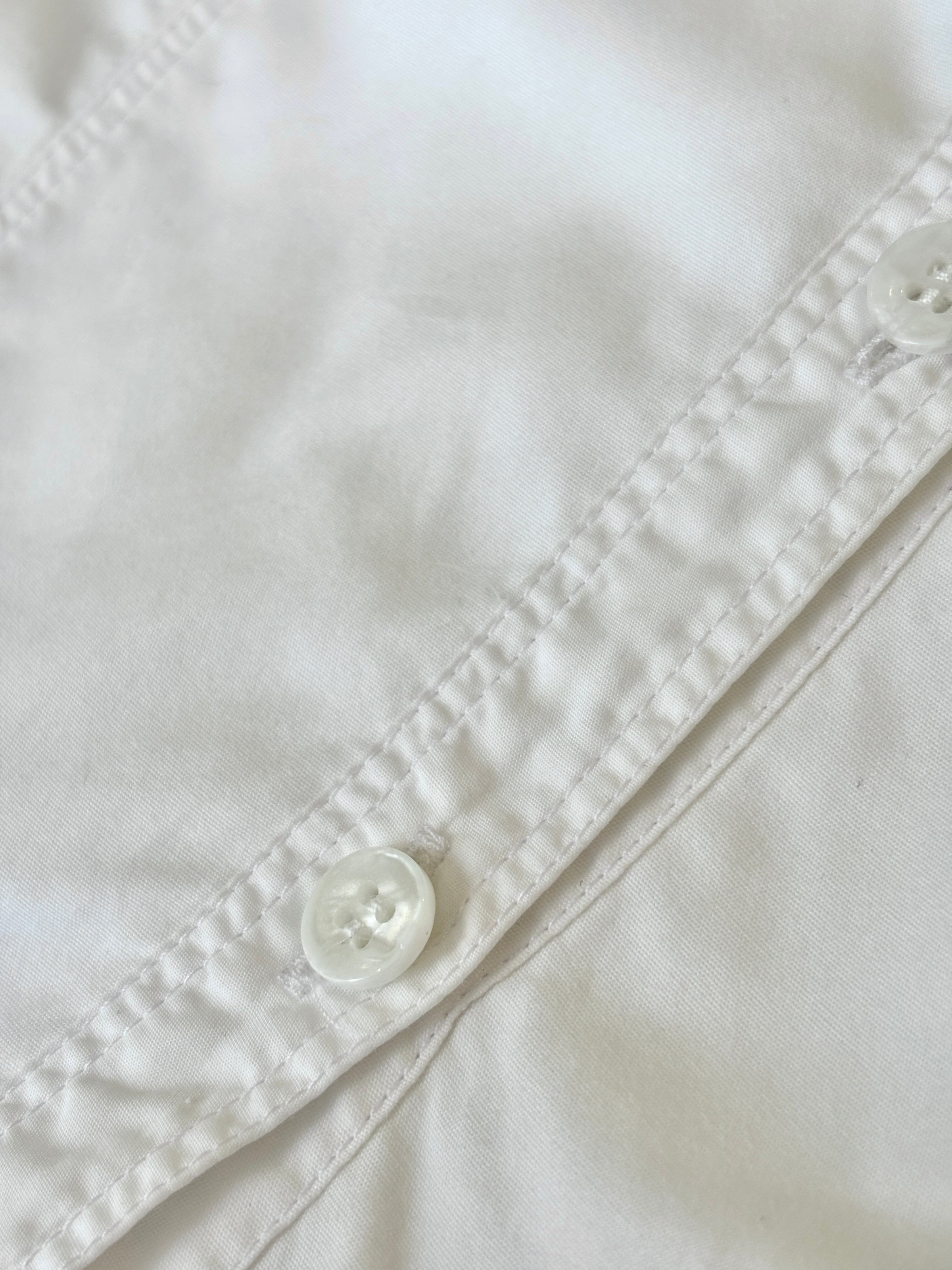 Brit White 100% Poplin Cotton Round Collar Tunic Blouse - Glampot