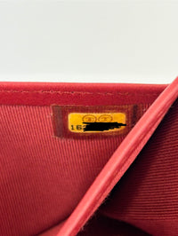 Quilted Long Flap Wallet in Red Lambskin SHW