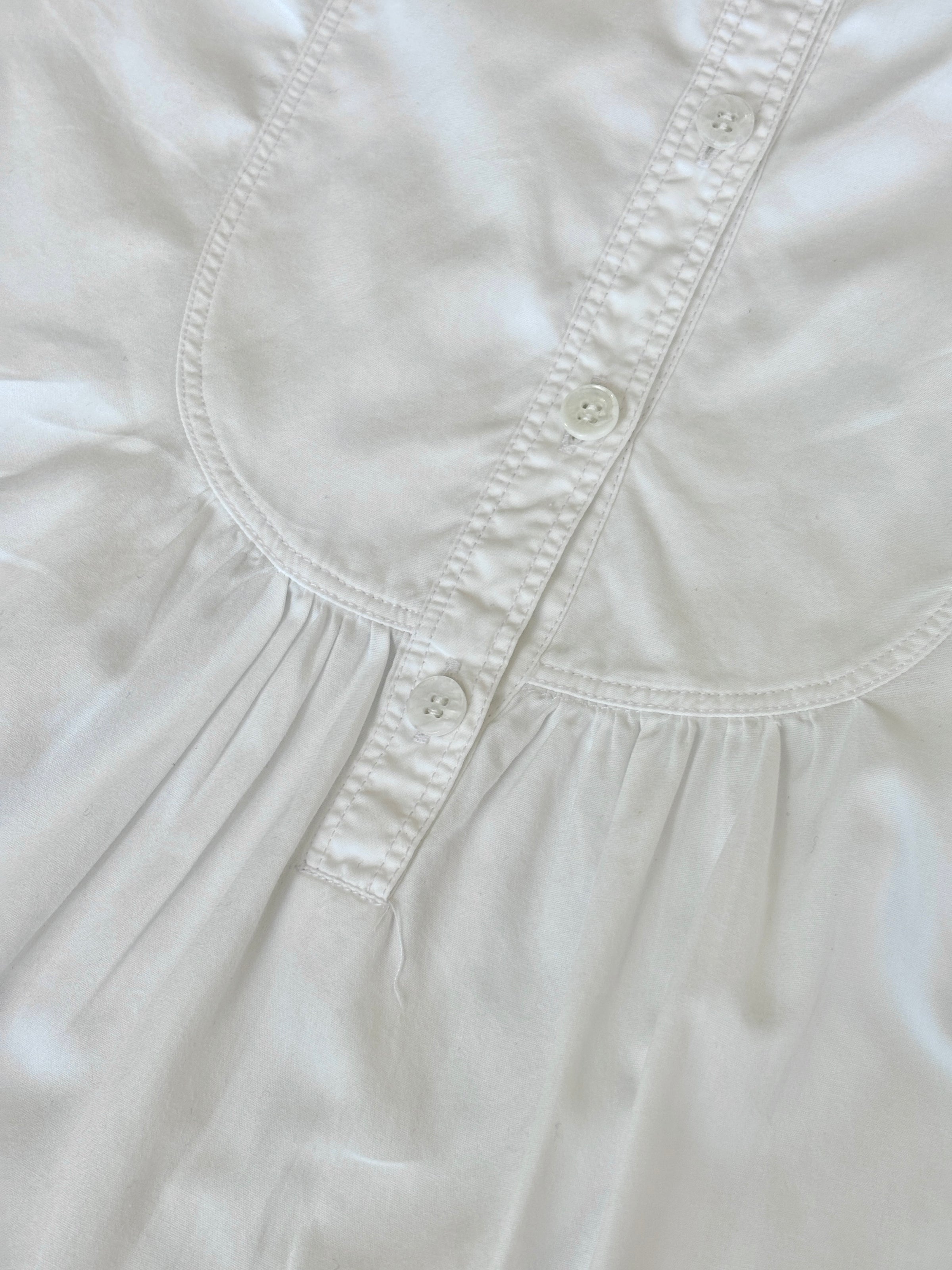 Brit White 100% Poplin Cotton Round Collar Tunic Blouse - Glampot