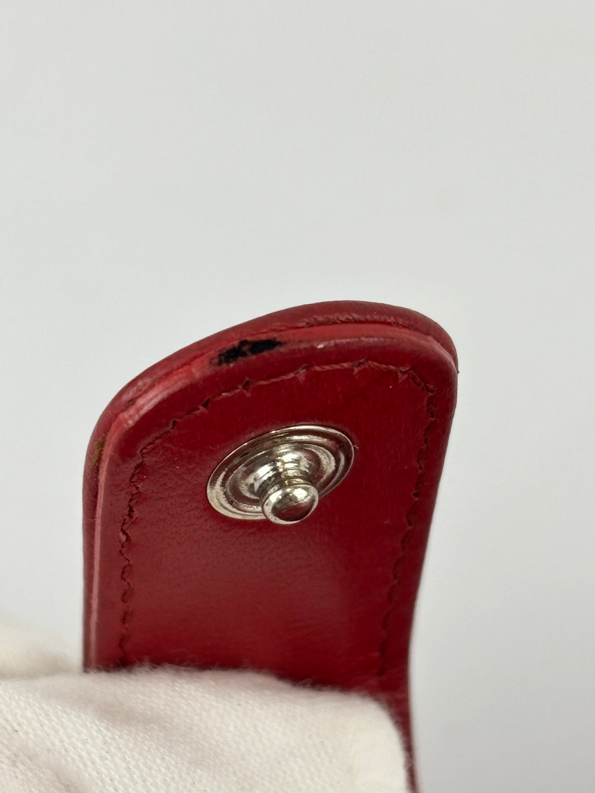 Quilted Long Flap Wallet in Red Lambskin SHW