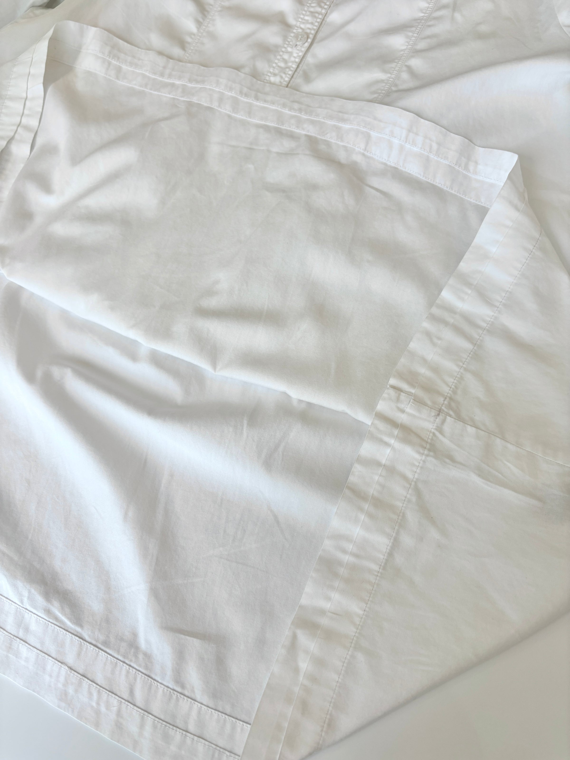 Brit White 100% Poplin Cotton Round Collar Tunic Blouse - Glampot