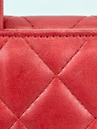 Quilted Long Flap Wallet in Red Lambskin SHW