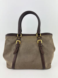 BN1841 Logo Jacquard Bow Tote Corda Bruciato Canvas & Dark Brown Leather Trim