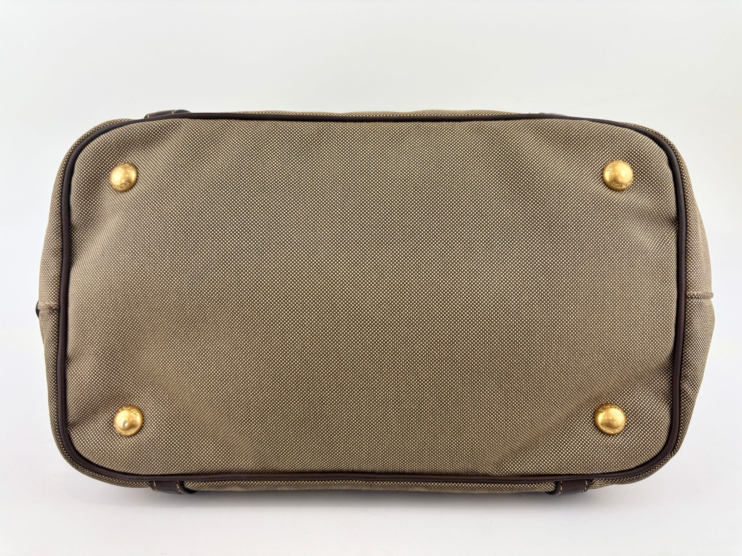 BN1841 Logo Jacquard Bow Tote Corda Bruciato Canvas & Dark Brown Leather Trim