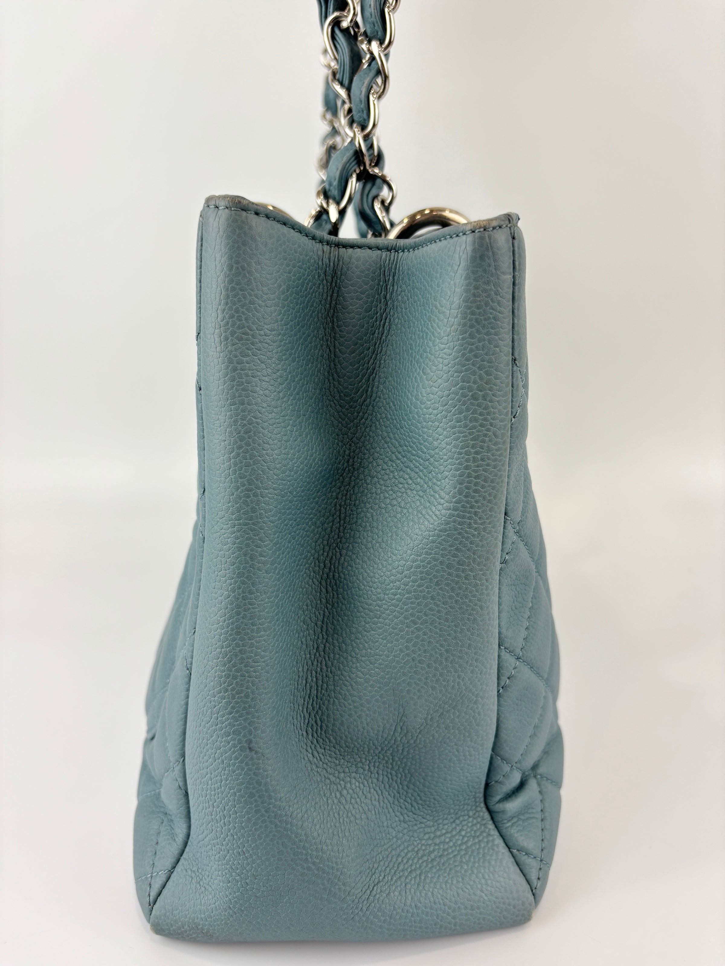 GST Grand Shopping Tote in Light Blue Caviar Leather SHW