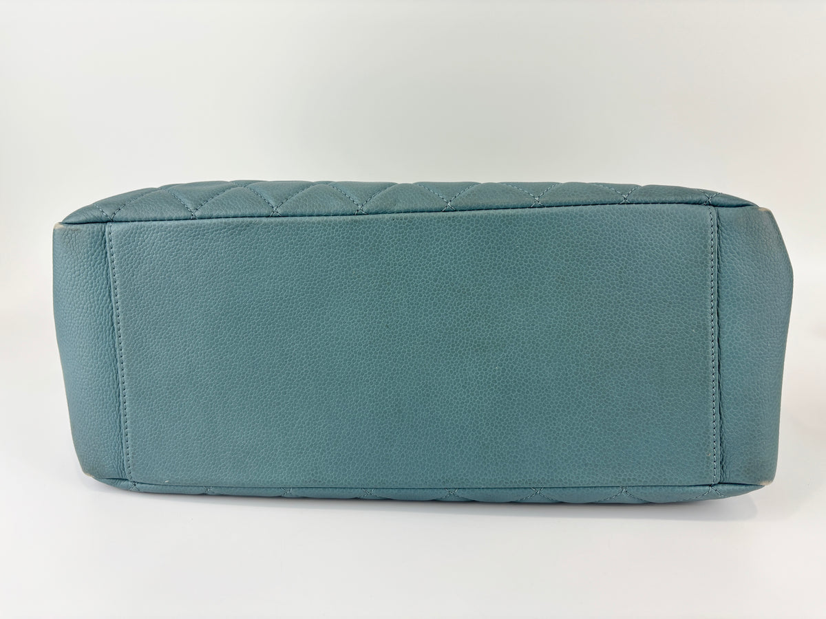 GST Grand Shopping Tote in Light Blue Caviar Leather SHW