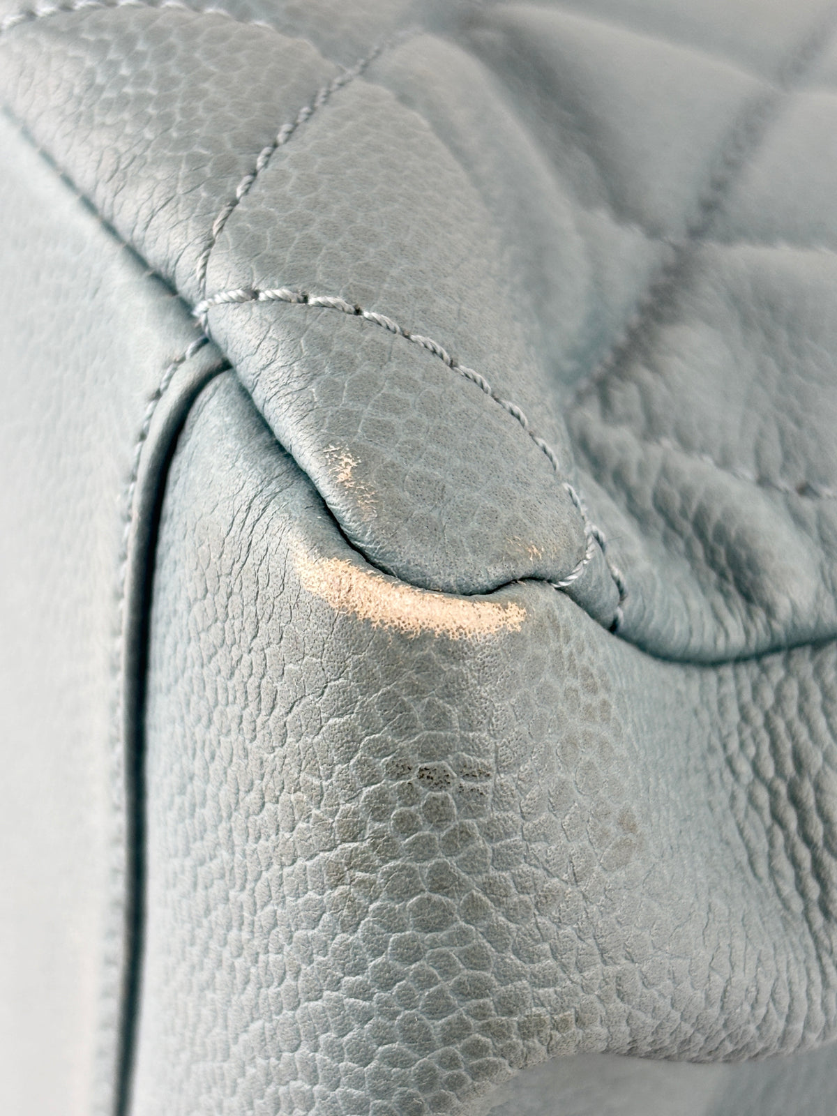 GST Grand Shopping Tote in Light Blue Caviar Leather SHW