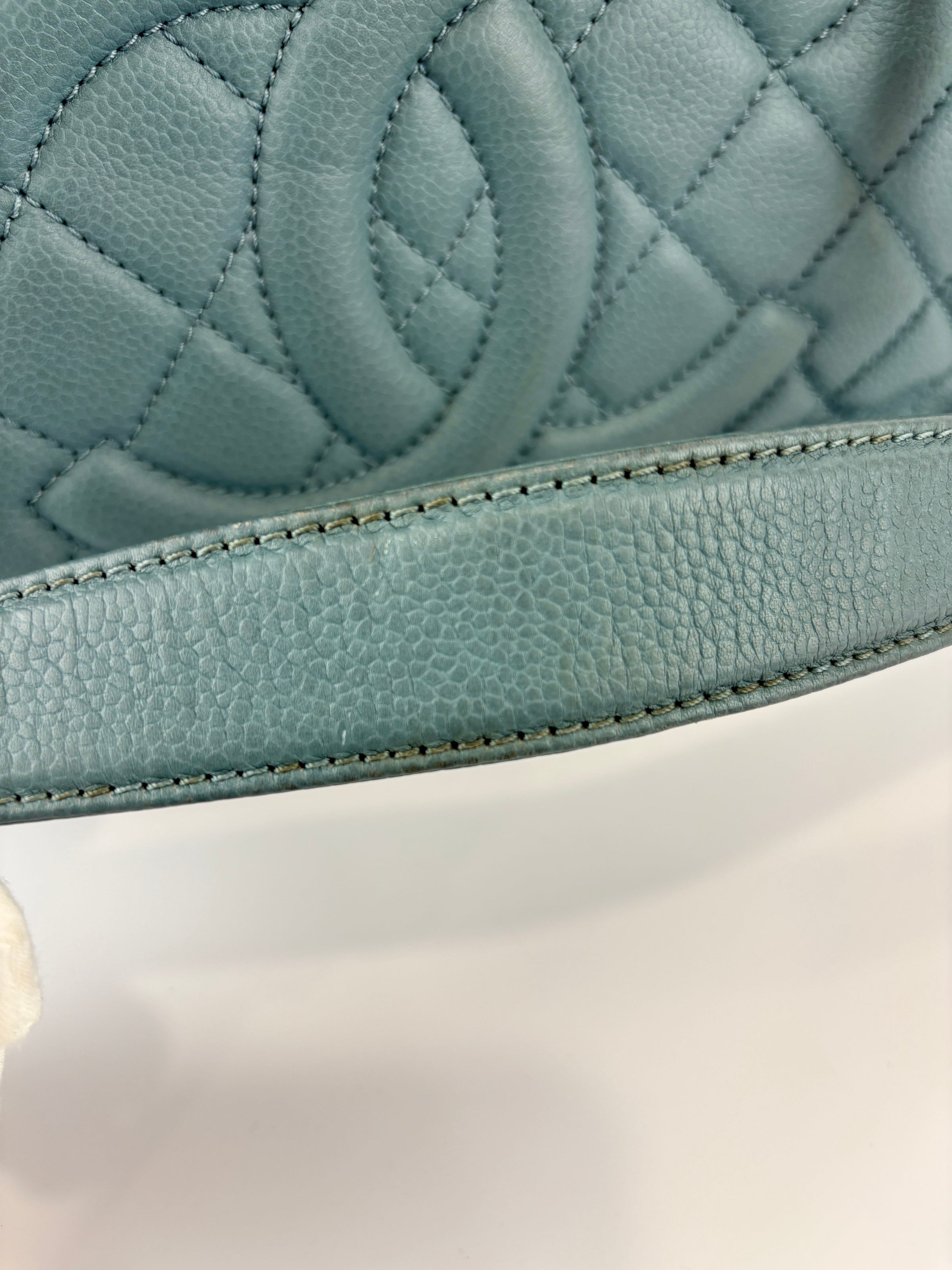 GST Grand Shopping Tote in Light Blue Caviar Leather SHW