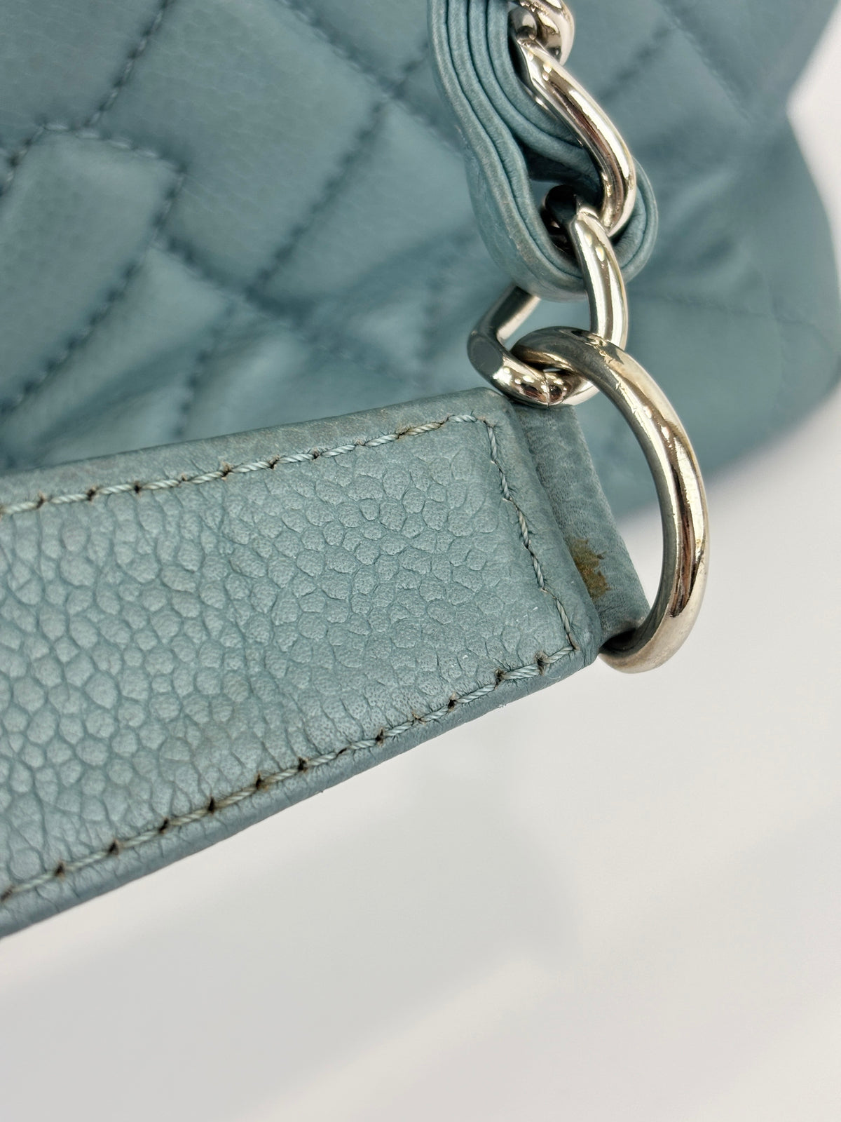 GST Grand Shopping Tote in Light Blue Caviar Leather SHW