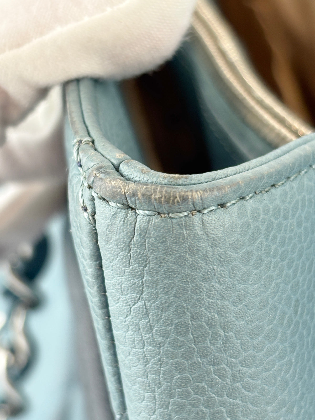 GST Grand Shopping Tote in Light Blue Caviar Leather SHW