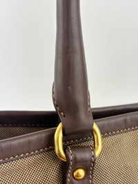 BN1841 Logo Jacquard Bow Tote Corda Bruciato Canvas & Dark Brown Leather Trim