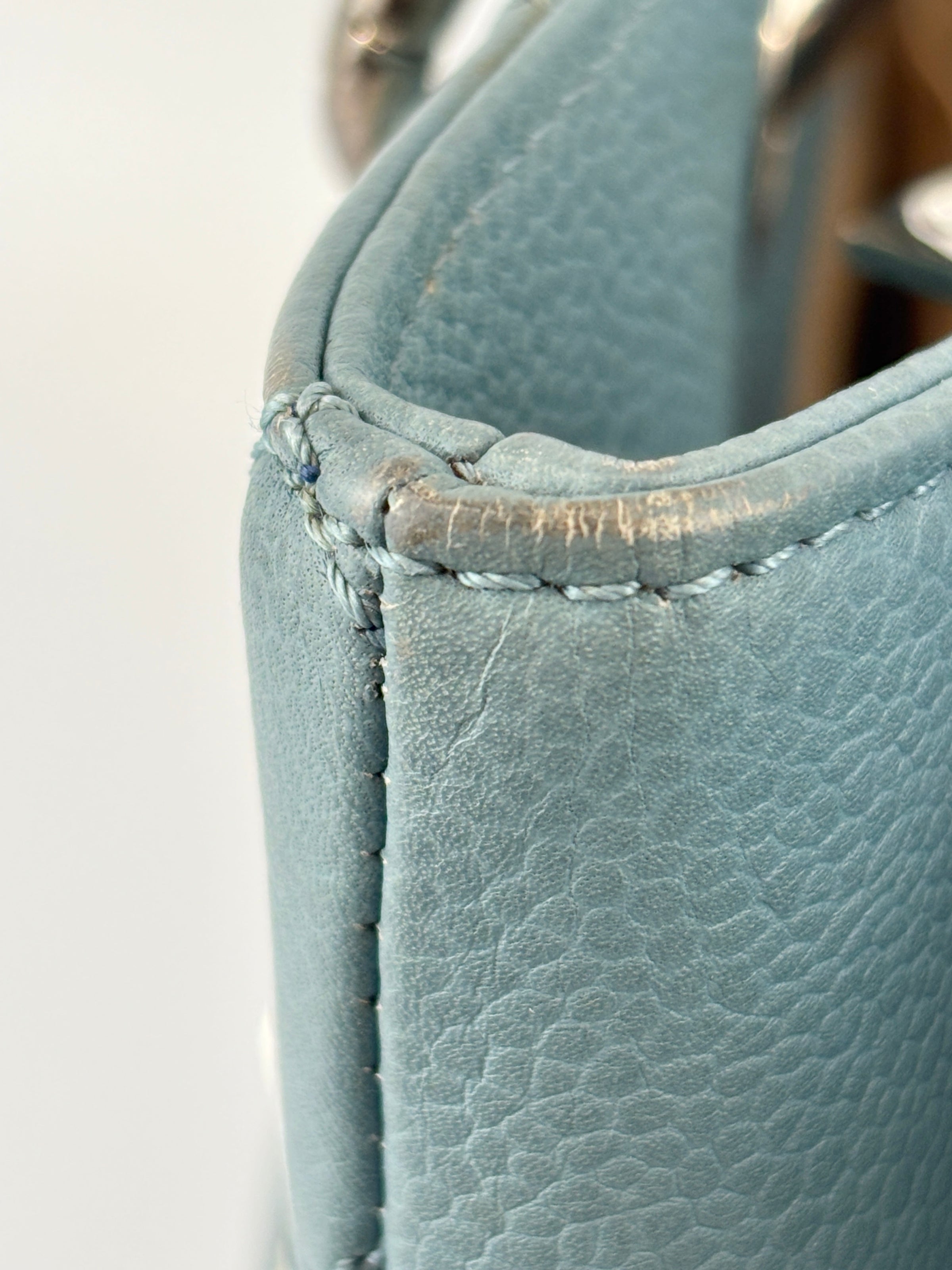 GST Grand Shopping Tote in Light Blue Caviar Leather SHW