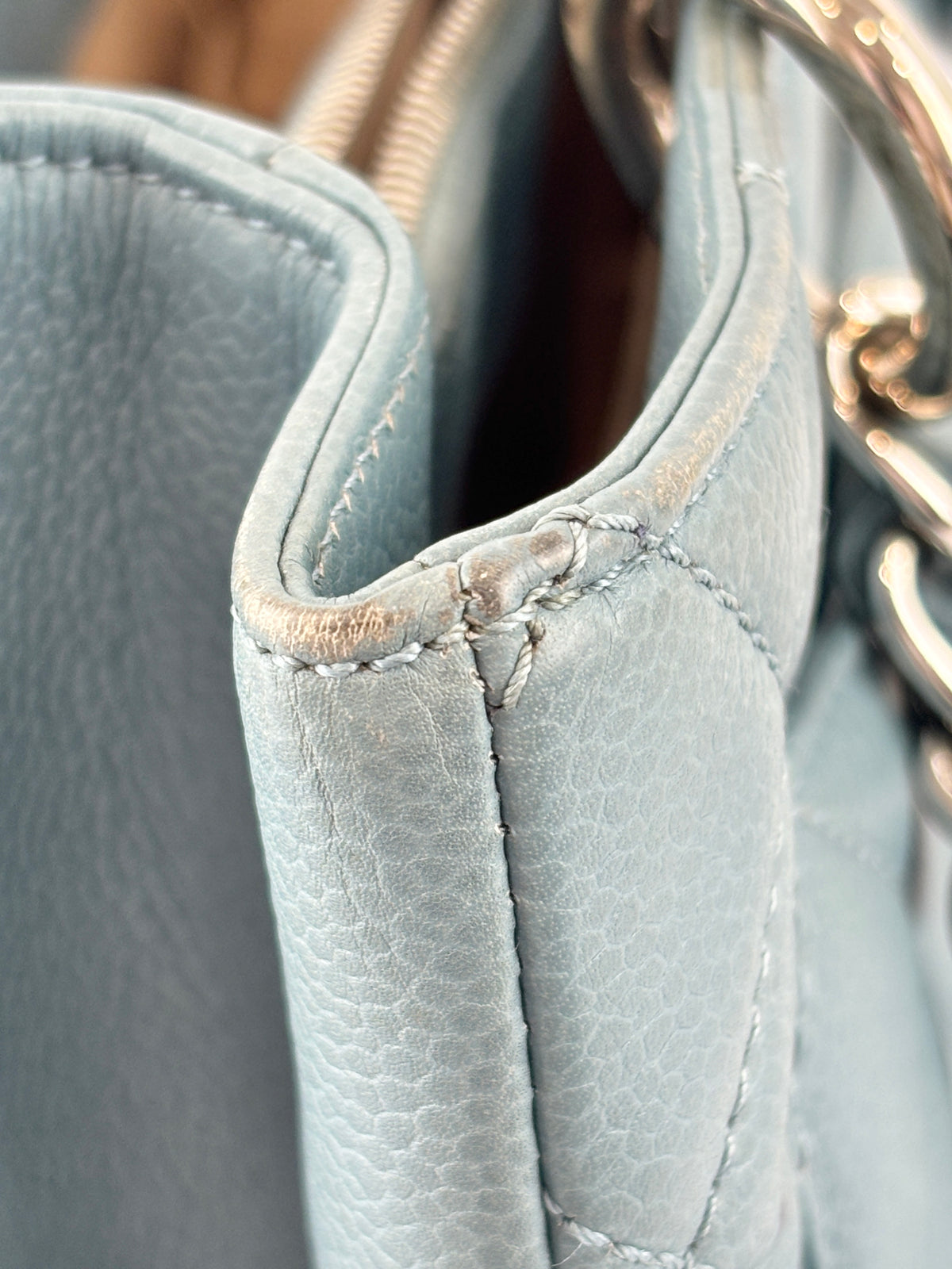 GST Grand Shopping Tote in Light Blue Caviar Leather SHW