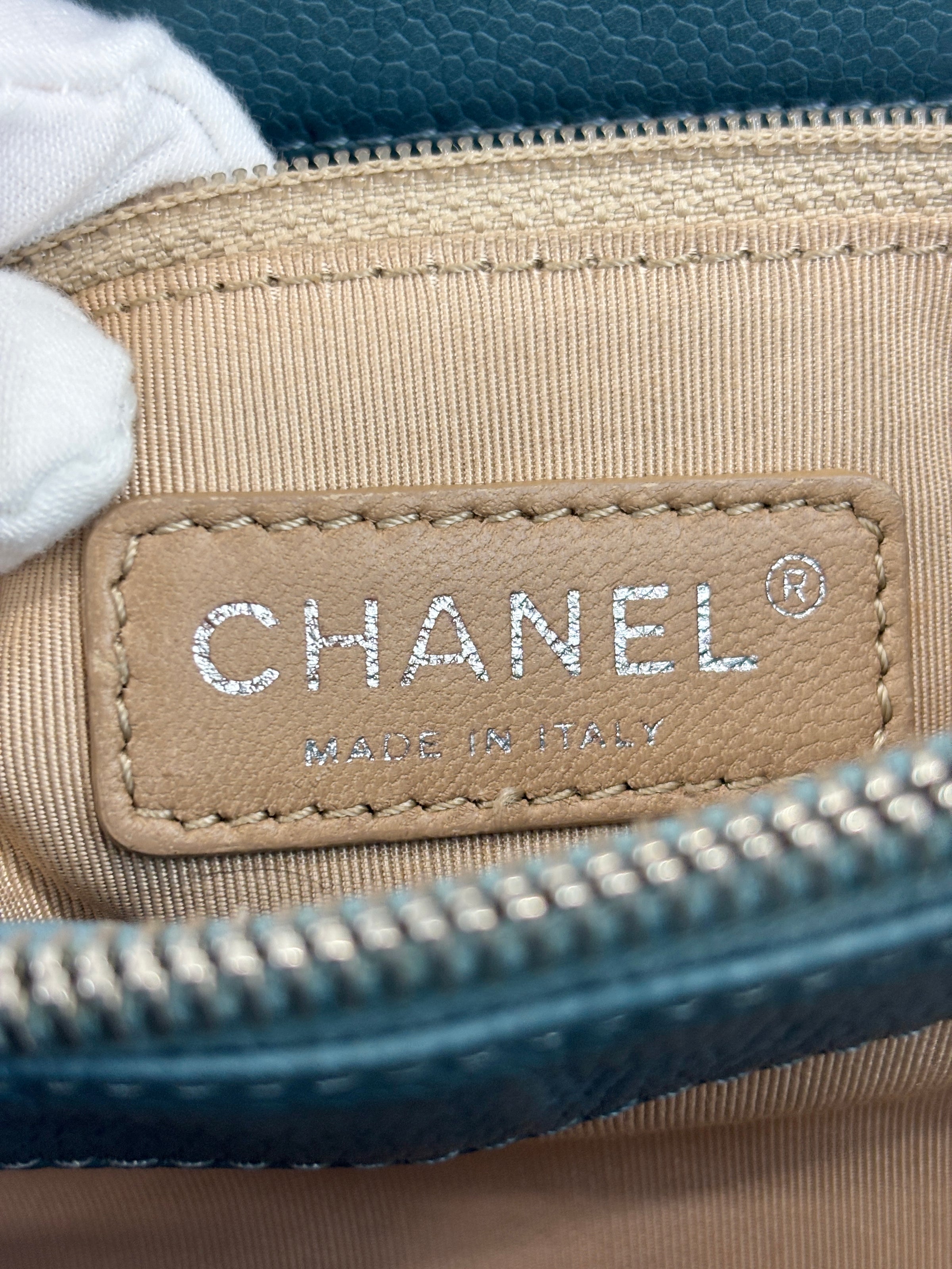 GST Grand Shopping Tote in Light Blue Caviar Leather SHW