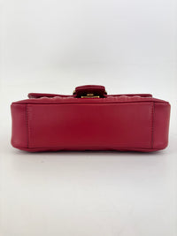 446744 GG Marmont Matelassé Small Flap Shoulder Bag Hibiscus Red Calfskin / Antique Gold Hardware