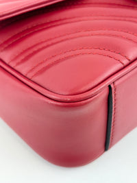 446744 GG Marmont Matelassé Small Flap Shoulder Bag Hibiscus Red Calfskin / Antique Gold Hardware