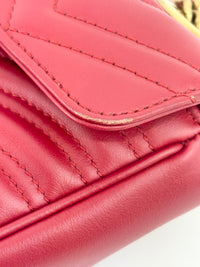 446744 GG Marmont Matelassé Small Flap Shoulder Bag Hibiscus Red Calfskin / Antique Gold Hardware