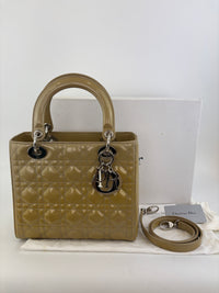 Lady Dior Medium Beige Patent Leather SHW