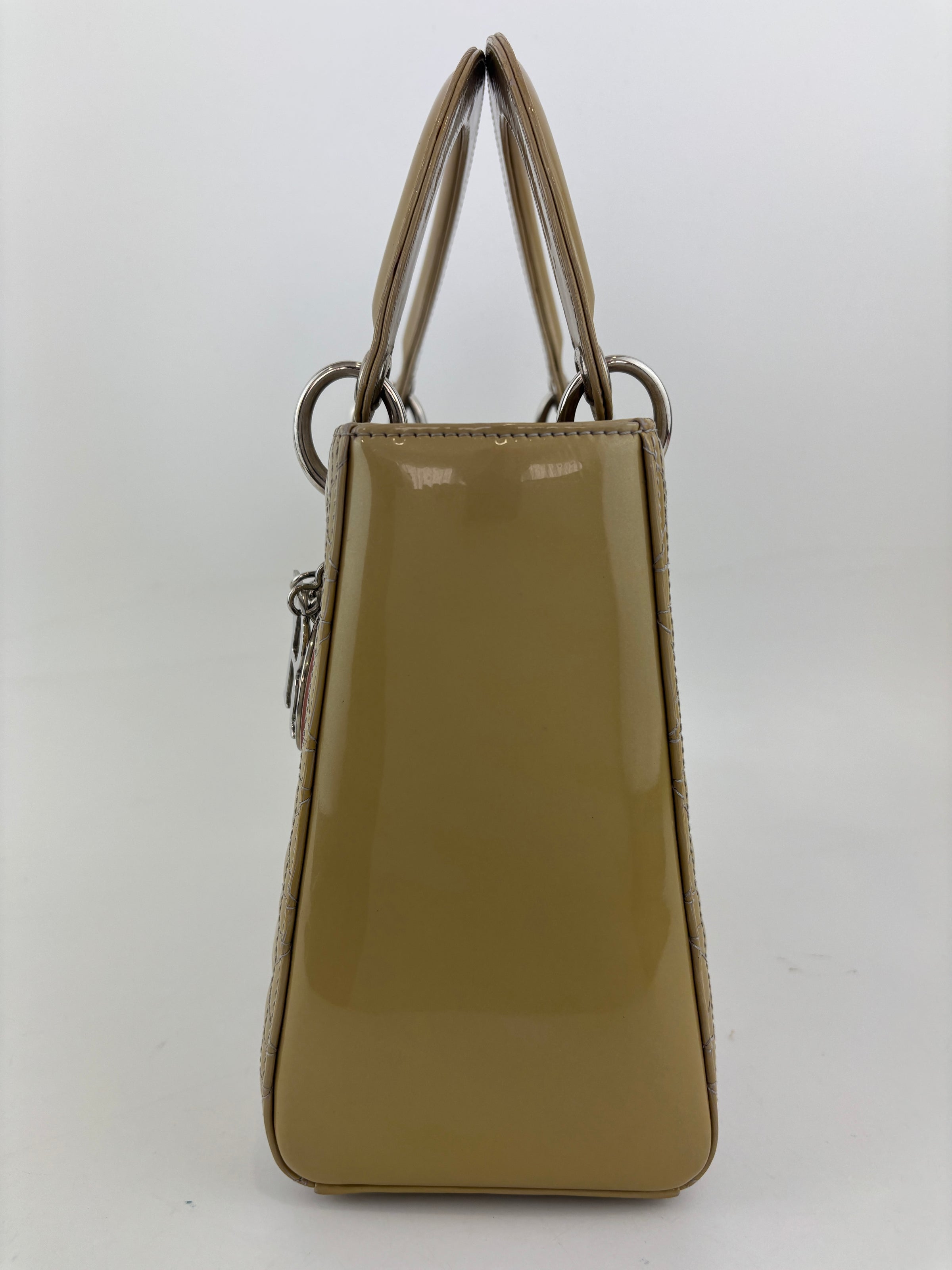 Lady Dior Medium Beige Patent Leather SHW