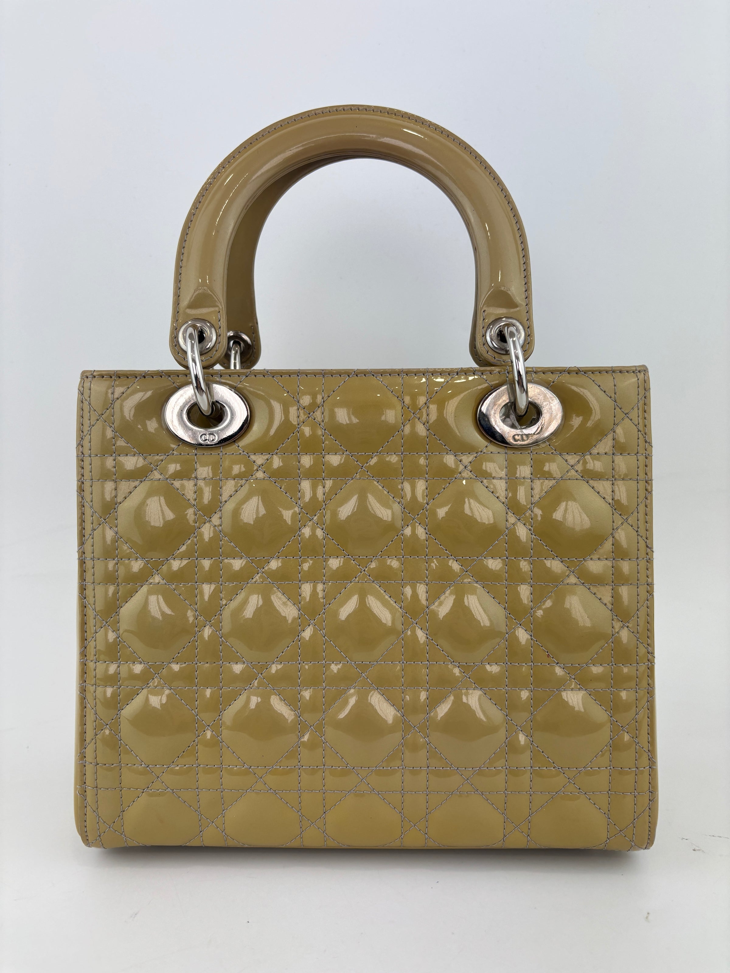 Lady Dior Medium Beige Patent Leather SHW
