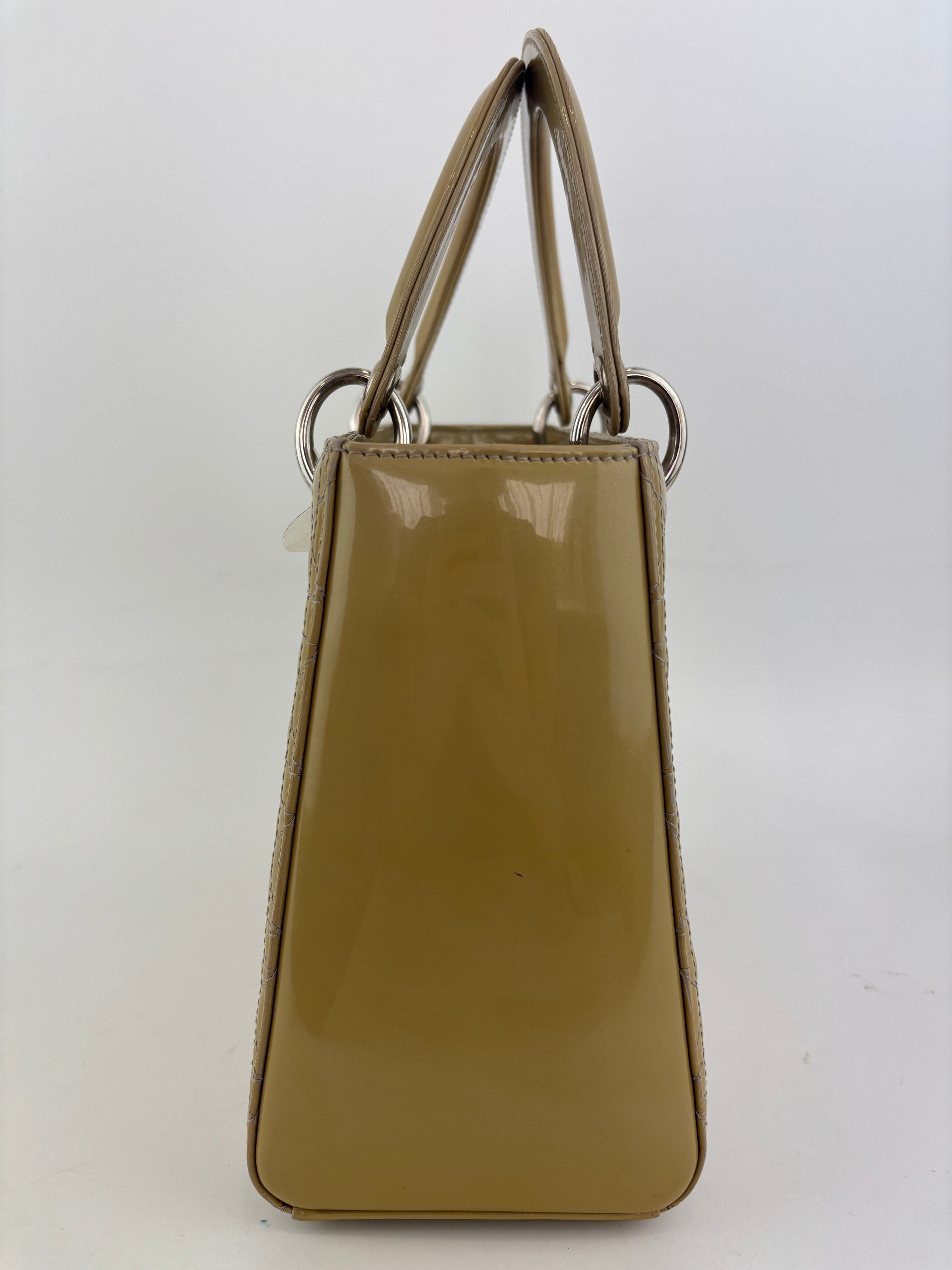 Lady Dior Medium Beige Patent Leather SHW