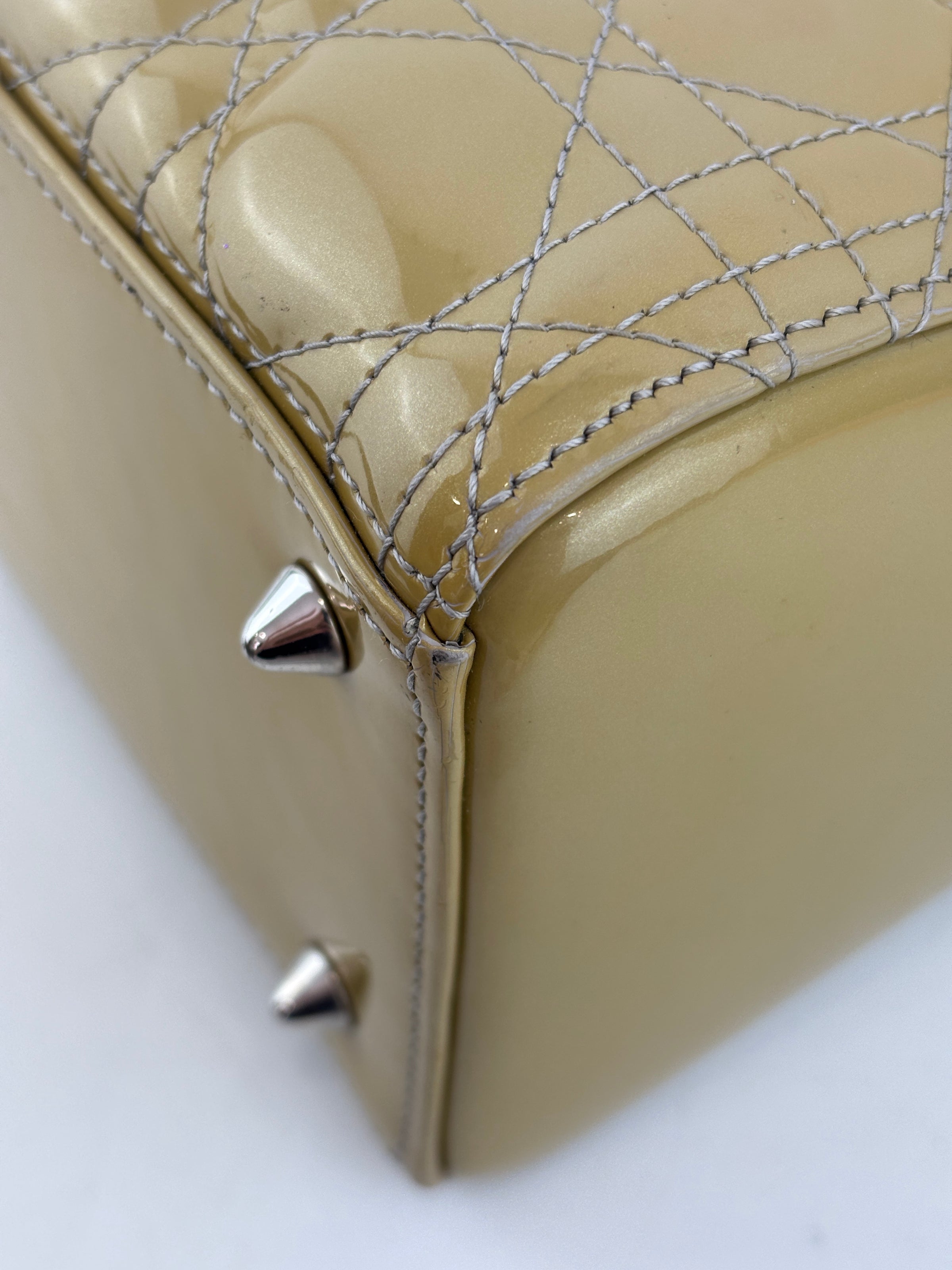 Lady Dior Medium Beige Patent Leather SHW