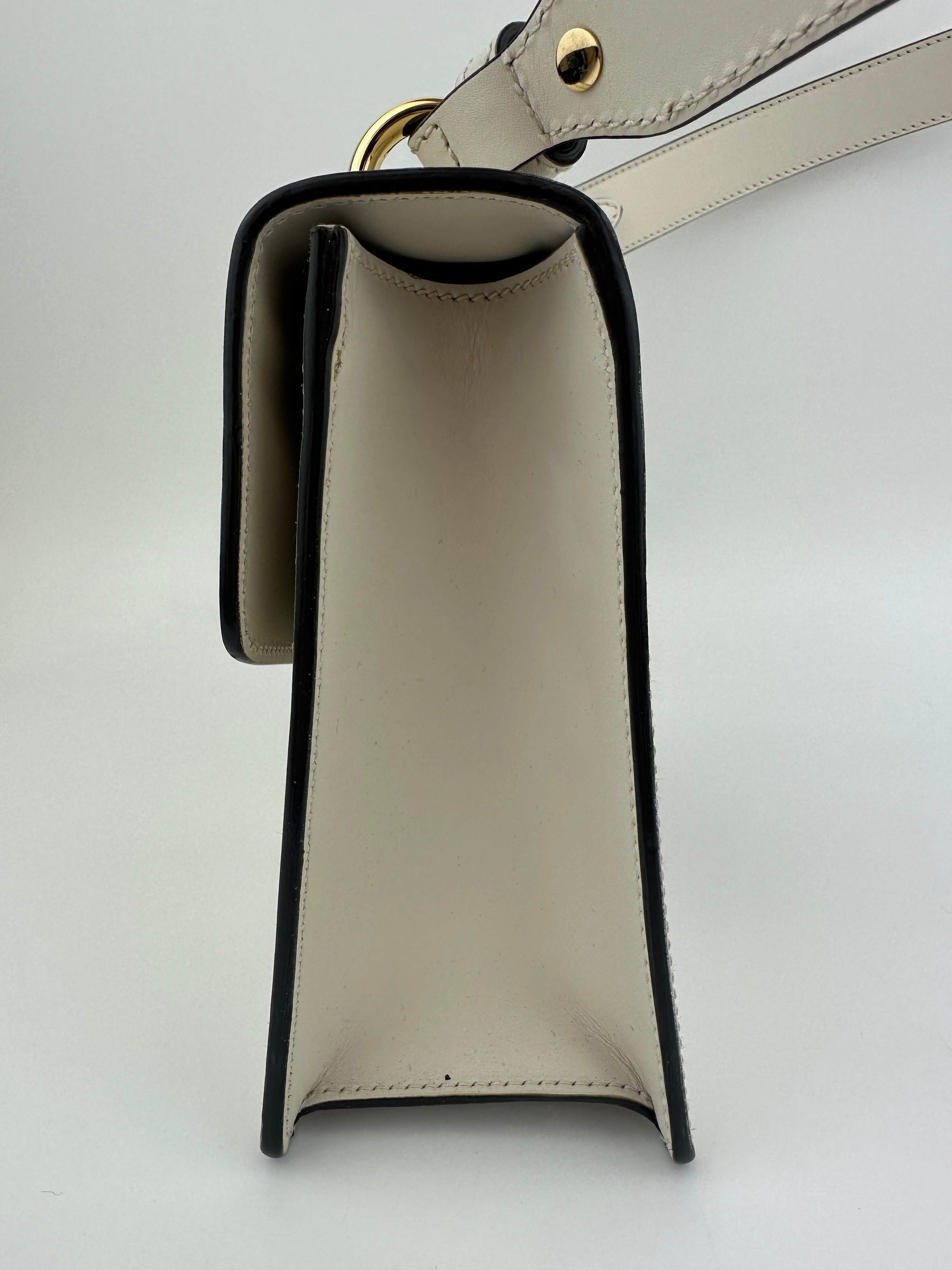 Small Web Sylvie White Smooth Calfskin Leather Shoulder Bag