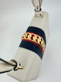 Small Web Sylvie White Smooth Calfskin Leather Shoulder Bag