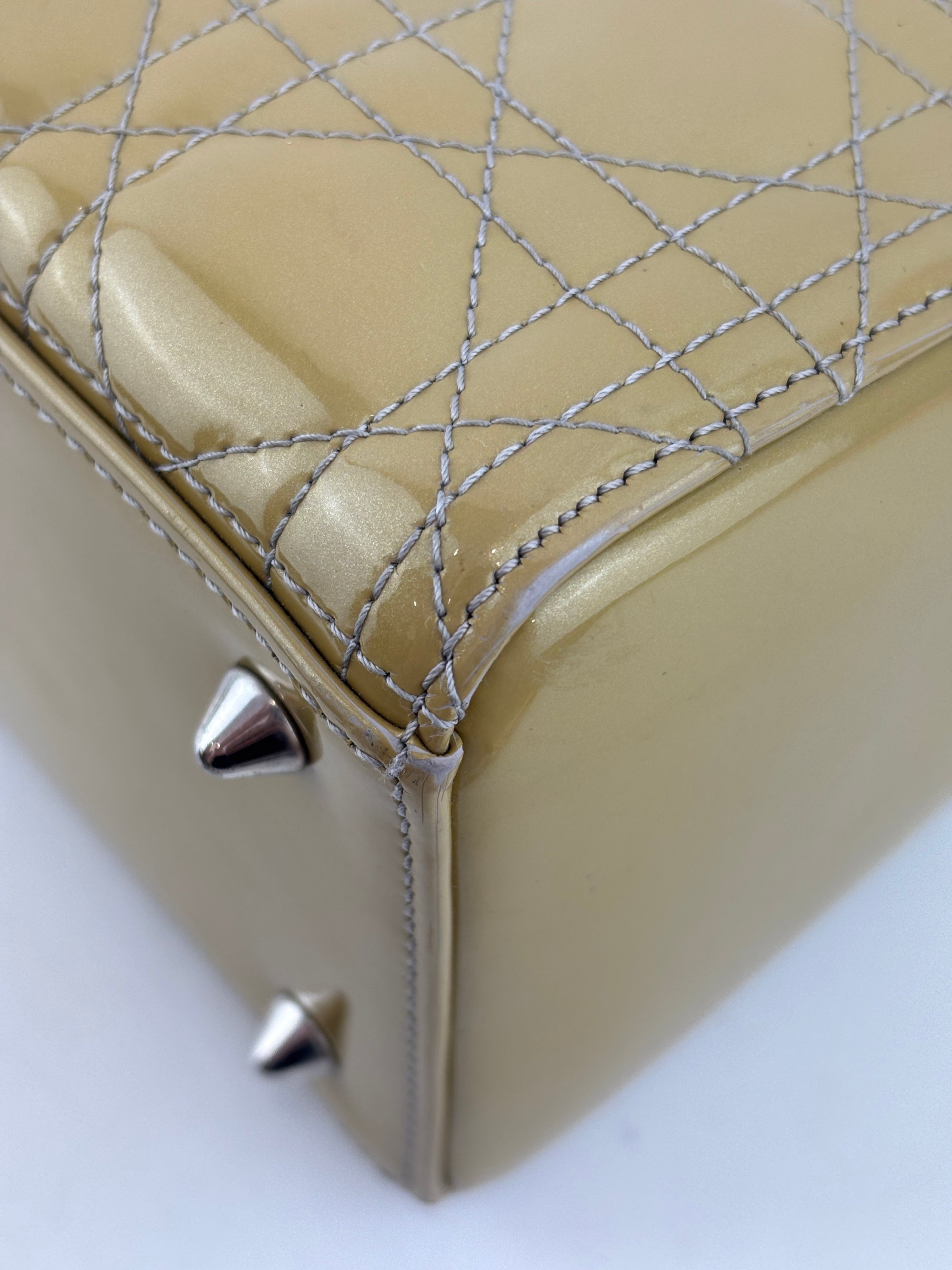 Lady Dior Medium Beige Patent Leather SHW
