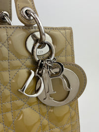 Lady Dior Medium Beige Patent Leather SHW